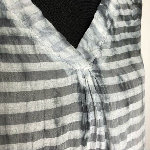 Soft Surroundings black gray sheer striped popover top size Petite Extra Large - Picture 7 of 15